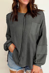 Exposed Seam Round Neck Long Sleeve Sweatshirt