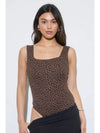 Leopard Square Neck Sleeveless Knit Bodysuit