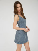 Bow Pattern Sleeveless Denim Mini Dress