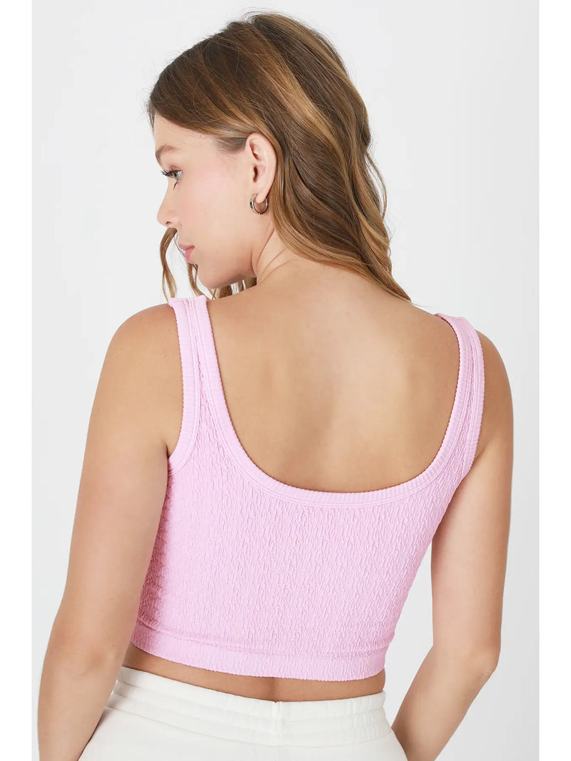Crinkle Scoop Neck Tank Top