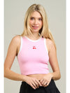Contrast Binding Cherry Embroidery Top