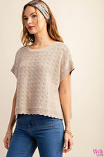 Plus Cotton Thread Texture Relax Fit Sweater Top