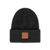 C.C Heather Knit Suede Patch Beanie Winter Hat