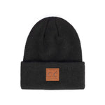 C.C Heather Knit Suede Patch Beanie Winter Hat