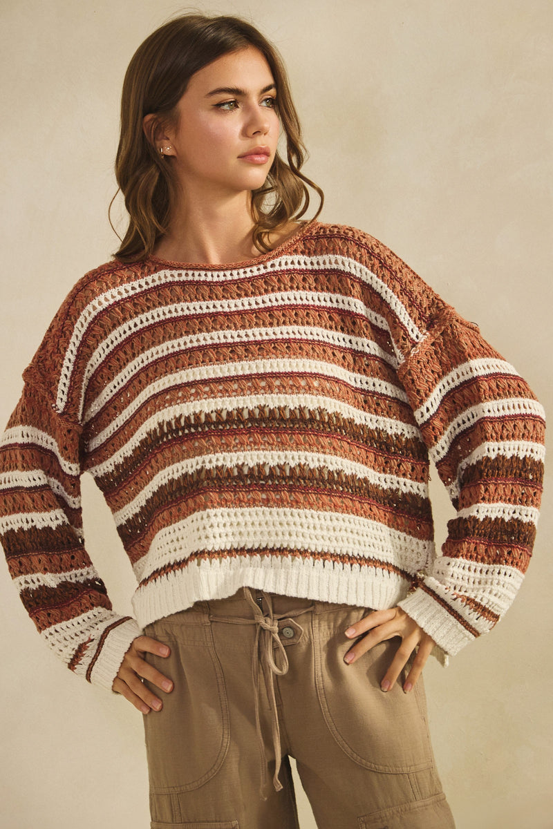 Luxe Crochet Stripe Sweater