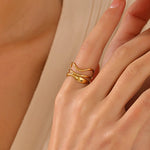 18K Stainless Steel Tarnish Free Abstract Ring