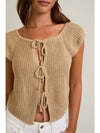 Front Tie Sleeveless Sweater Cardigan