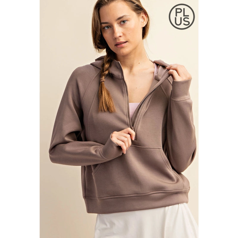 Plus Size Modal Scuba Quarter Zip Hoodie