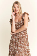 Ruffle Sleeve Tiered Maxi Dress