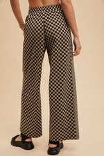 Drawstring Checkered Wide Leg Pants