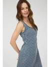 Bow Pattern Sleeveless Denim Mini Dress