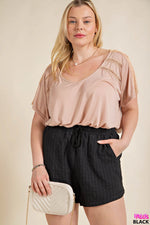 Plus Size Linen Shorts with Pocket