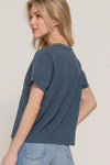 Short Sleeve Garment Dye Knit Top