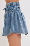 High-Rise, A-Line Denim Skirt