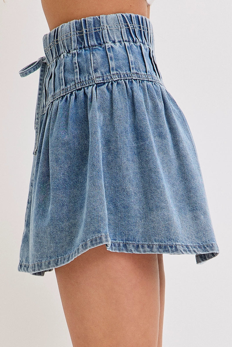 High-Rise, A-Line Denim Skirt