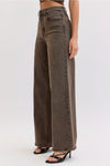 Cello Brown Washed High Rise Wide Leg Jeans