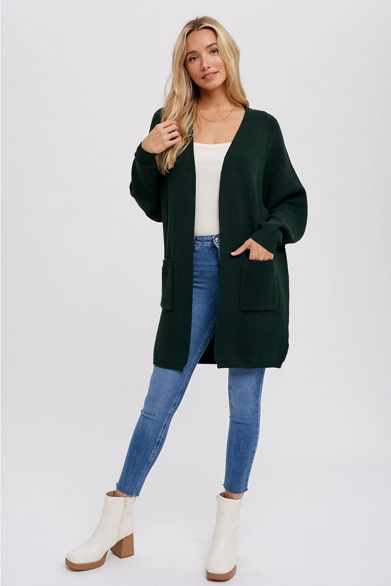 Open Front Batwing Sleeve Cardigan