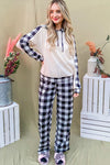 Drawstring Hooded Top and Plaid Pants Lounge Set