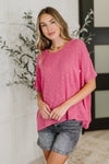 Zenana Basically Flowing Dolman Sleeve Top in Hot Pink