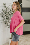Zenana Basically Flowing Dolman Sleeve Top in Hot Pink
