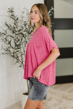 Zenana Basically Flowing Dolman Sleeve Top in Hot Pink