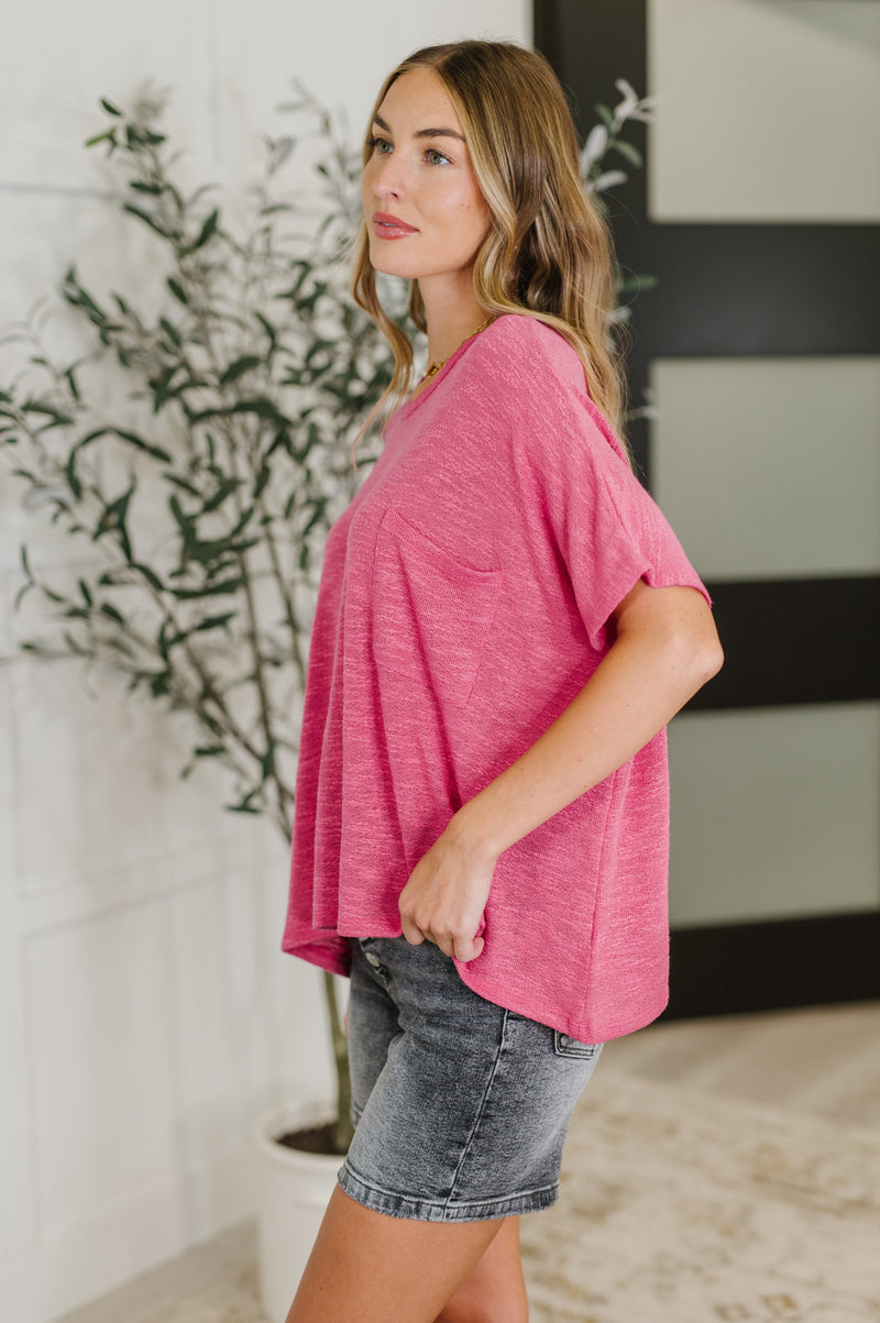 Zenana Basically Flowing Dolman Sleeve Top in Hot Pink