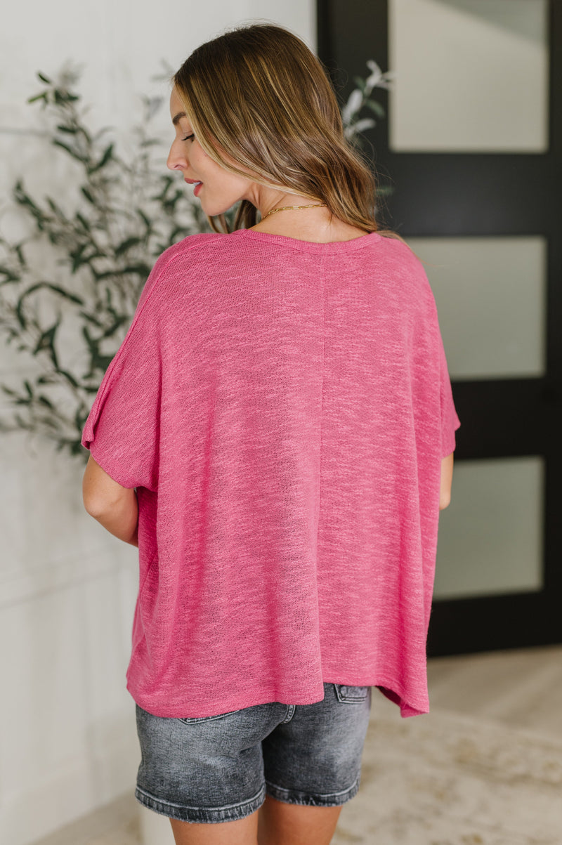 Zenana Basically Flowing Dolman Sleeve Top in Hot Pink