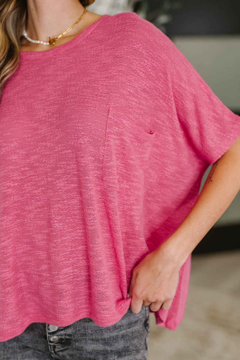Zenana Basically Flowing Dolman Sleeve Top in Hot Pink