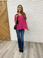 Zenana Basically Flowing Dolman Sleeve Top in Hot Pink