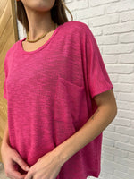 Zenana Basically Flowing Dolman Sleeve Top in Hot Pink