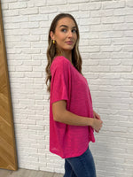 Zenana Basically Flowing Dolman Sleeve Top in Hot Pink