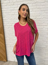 Zenana Basically Flowing Dolman Sleeve Top in Hot Pink