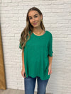 Zenana Basically Flowing Dolman Sleeve Top in Kelly Green