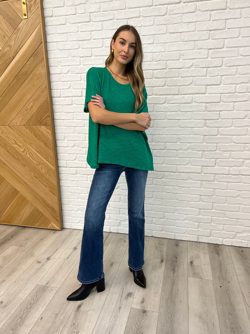 Zenana Basically Flowing Dolman Sleeve Top in Kelly Green