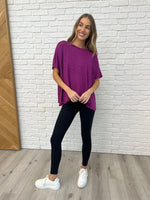 Zenana Basically Flowing Dolman Sleeve Top in Lt Plum