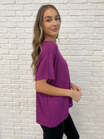 Zenana Basically Flowing Dolman Sleeve Top in Lt Plum