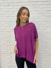 Zenana Basically Flowing Dolman Sleeve Top in Lt Plum