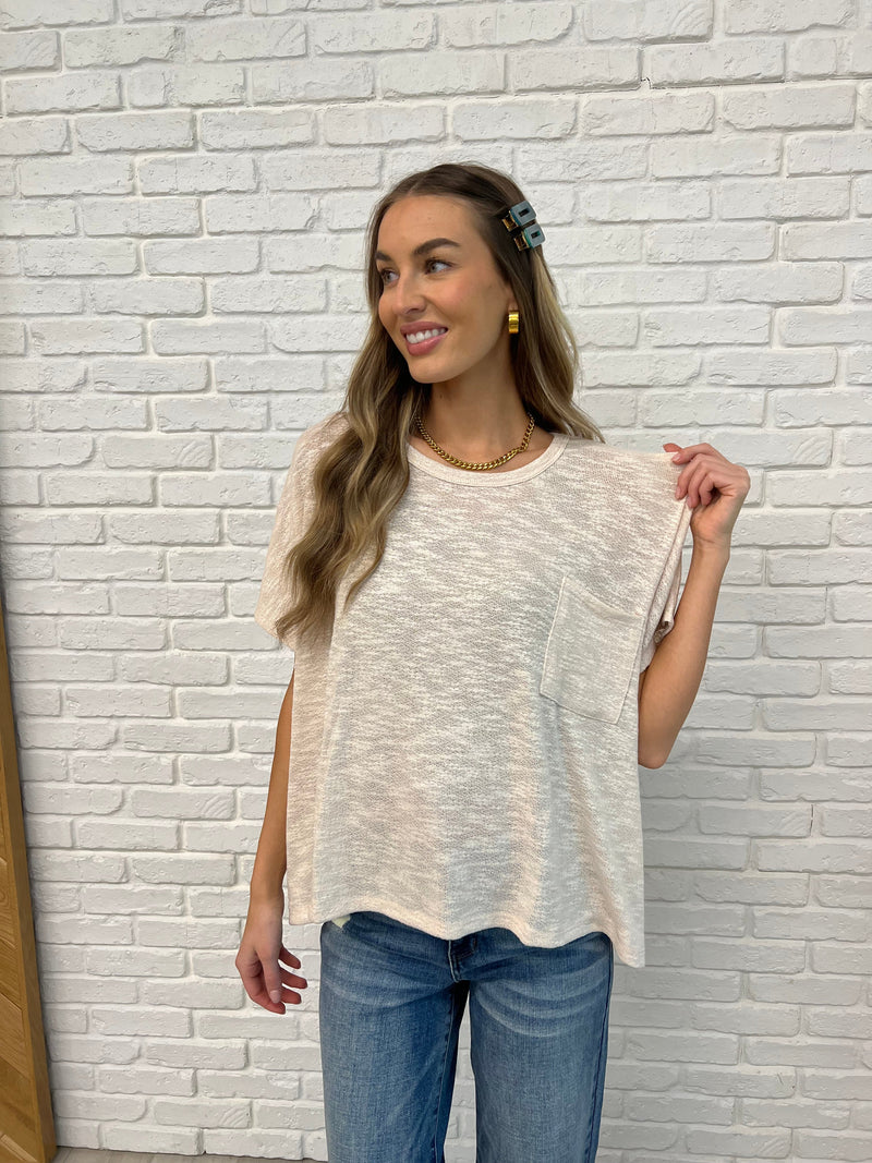 Zenana Basically Flowing Dolman Sleeve Top in Sand Beige