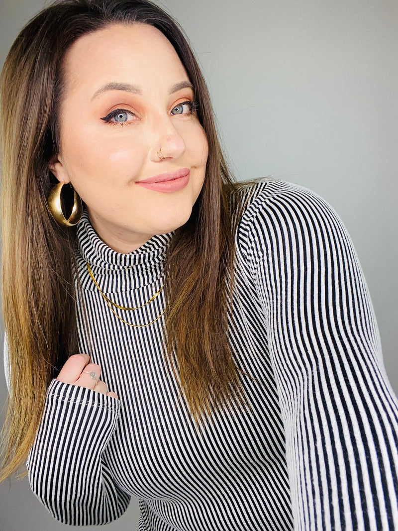 Ribbed Turtle Neck Long Sleeve Top