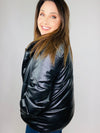 Dash Of Black Vegan Leather Puffer Jacket