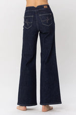 Judy Blue High Waist Rinse Wash Geometric Embroidery Wide Leg Jean