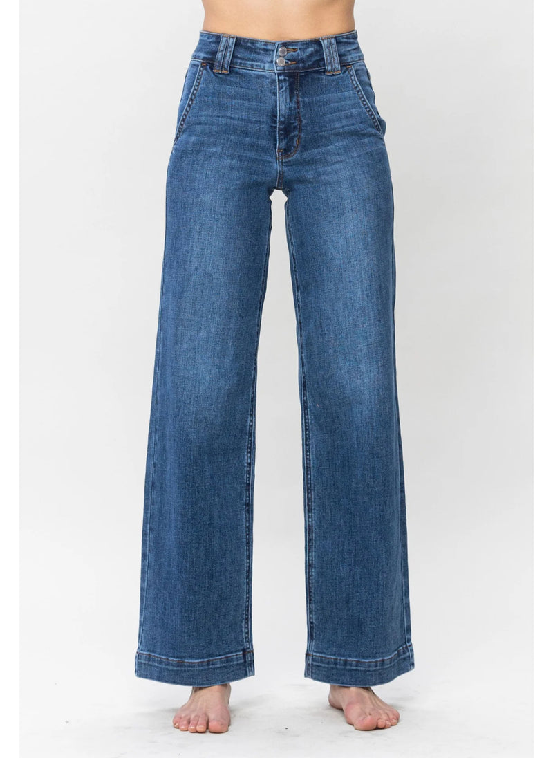 Judy Blue High Waisted Double Button Wide Leg Jean