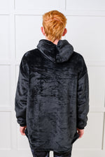 Kids Oversized Hoodie Blanket in Black