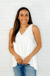 Let em' Breathe V-Neck Tank in Off White