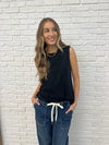 New Normal Pleat Detail Sleeveless Top in Black