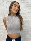 Zenana Over and Out Cropped Ribbed Tank in Sleet