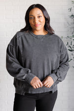 Quick Fix Mineral Wash Crew Neck Pullover in Black