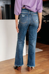 Judy Blue Rose High Rise 90's Straight Jeans in Dark Wash