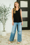 Thread Lightly Ribbed Knit Tank in Black