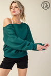 Plus Size French Terry Fleece Off Shoulder Top